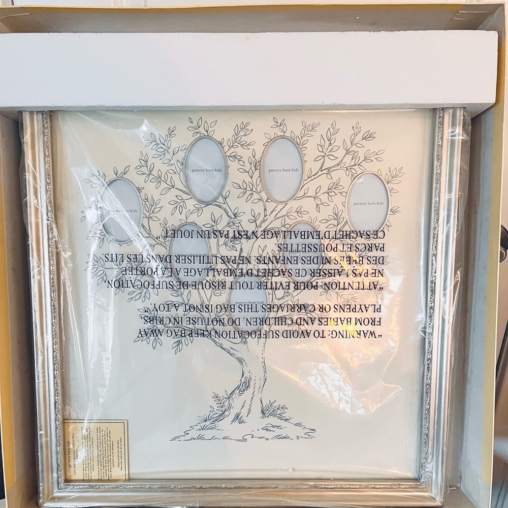 Pottery Barn Kids Silver Family Tree Frame with 7 Oval Photo Openings - Picture 2 of 7